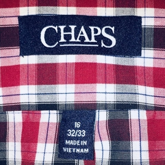 CHAPS Red Plaid Wrinkle and Stain Free Button Down - Picture 7 of 8